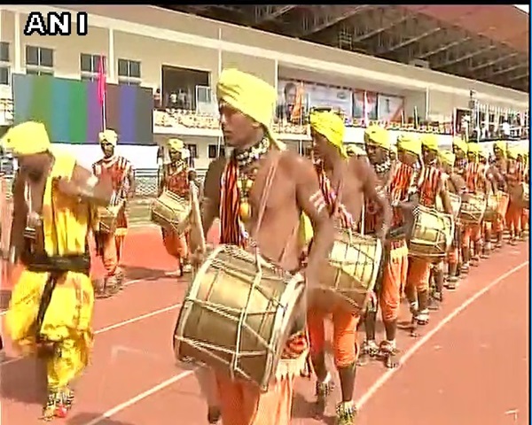 Preparation underway at Gachibowli stadium to welcome Rio Olympics silver-medalist PV Sindhu. (Image: ANI)