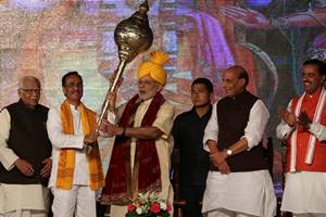 Prime Minister Narendra Modi on Tuesday attended the historic Ramlila celebrations in Lucknow, where he addressed the public for the first time since surgical strikes (Express Photo by Vishal Srivastav)