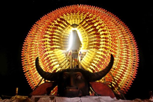 Thousands hands of Maa Durga of Deshapriya Park in South Kolkata on Saturday. Express phto by Subham Dutta. 01.10.16