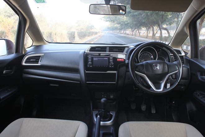 The Honda Jazz's cabin is built from a practical aspect rather than being feature-rich
