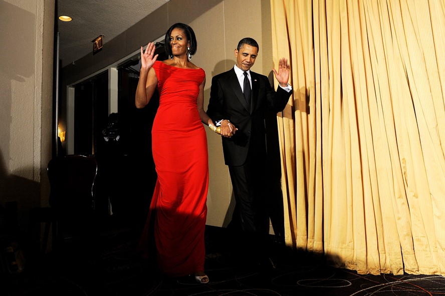 Michelle Obama Reuters 2: First Lady Michelle Obama dressed herself in a red attire by Nepalese-American designer Prabal Gurung, while attendting the 2010 White House Correspondents' Dinner, with President Barack Obama. (Reuters)