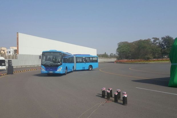 The Tata Starbus Hybrid, a 12 metre bus, features a diesel series hybrid configuration
