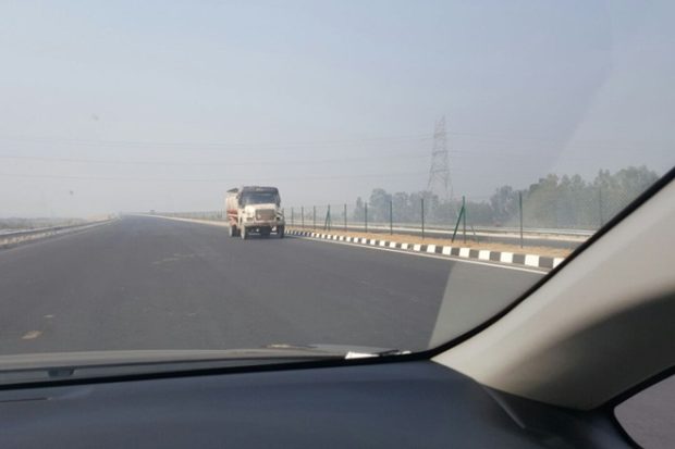 Oncoming traffic on the same side is a common sight across the new expressway as construction remains incomplete in patches