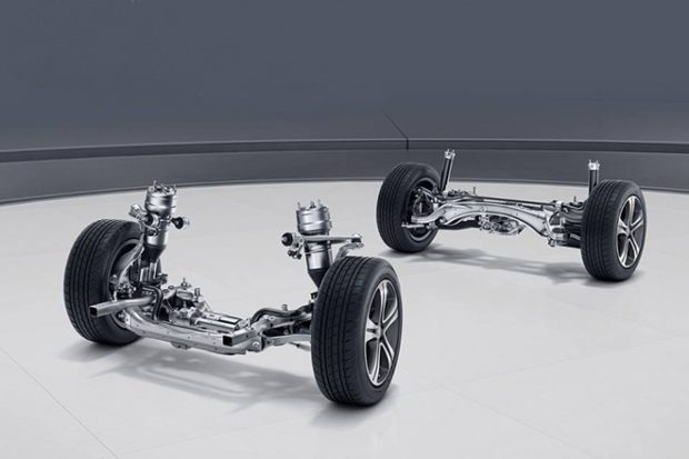 The Mercedes-Benz E-Class LWB is equipped with Air Body Control self-levelling suspension