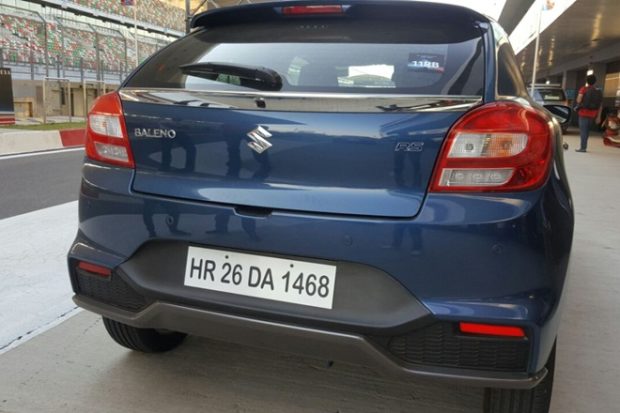 The rear bumper of the Baleno RS gets blackened out area that blends perfectly with the body colour.