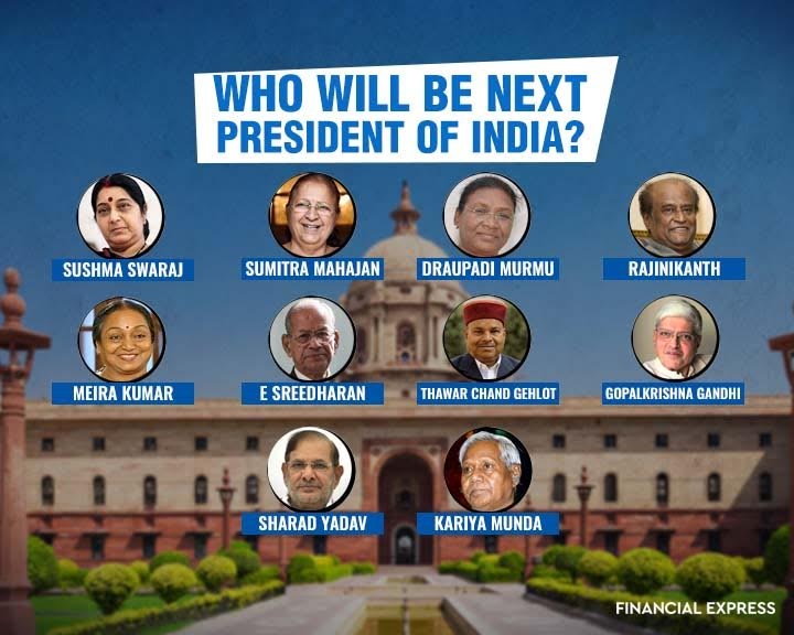  presidential election 2017, presidential election, presidential poll, presidential poll 2017, presidential election candidates, meira kumar, sushma swaraj, Kariya Munda, Thawar Chand Gehlot, rajinikanth, e sreedharan, gopalkrishna gandhi, sumitra mahajan, draupadi murmu, lk advani, murli manohar joshi
