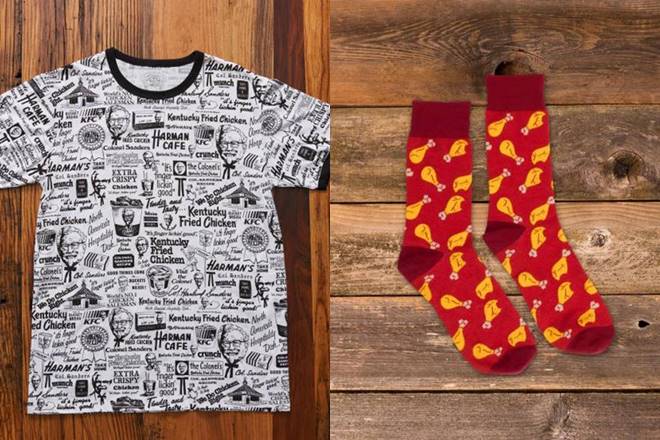 McDonald's clothes, KFC clothes, Pizza Hut clothes, food MNCs, wearables business, Global Delivery Day, McD's, food chain merchandise, Global McDelivery Day, UBEREats, McDelivery Collection, lapel pins, T-shirts, sweat shirts, KFC, pizza purveyor