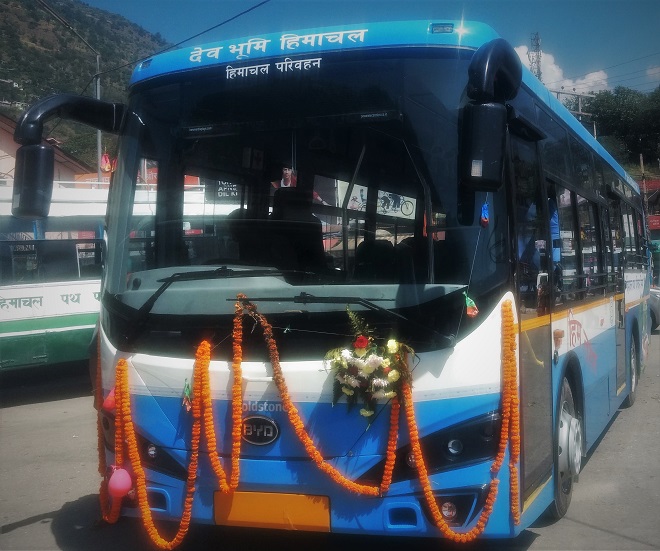 India's first electric bus to ply between Kullu-Manali-Rohtang in Himachal Pradesh.
