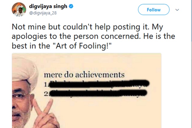 digvijaya singh, narendra modi, digvijaya twitter