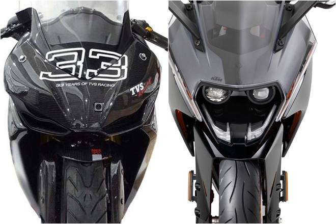 TVS Apache RR 310 Akula vs KTM RC 390 Front comparison