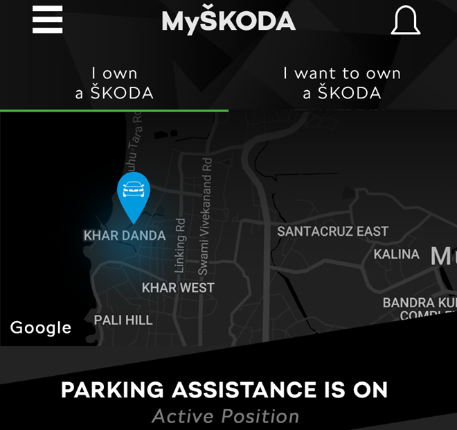 MyŠKODA Parking Assistance feature helps customers find their parked car through the app.