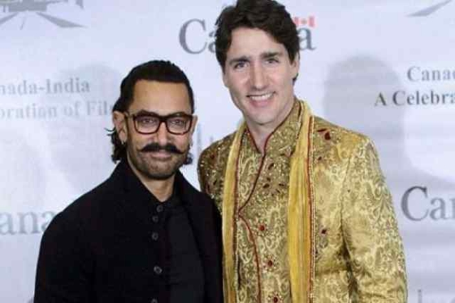 Bollywood Actor Aamir Khan with Canadian Prime Minister Justin Trudeau.