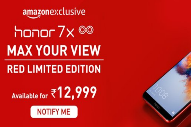 Honor 7X Red Limited Edition listed on Amazon.