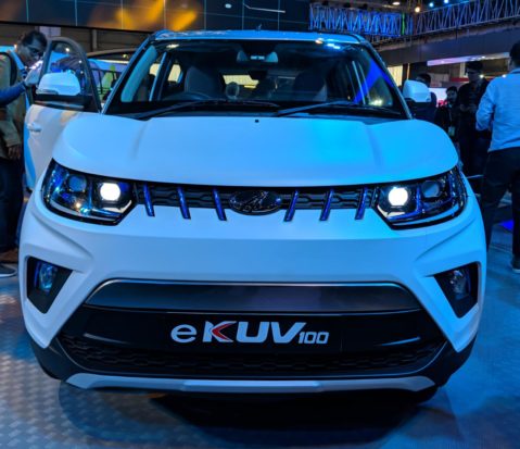 Mahindra electric KUV 100 on display at Auto Expo 2018, upcoming electric cars in India