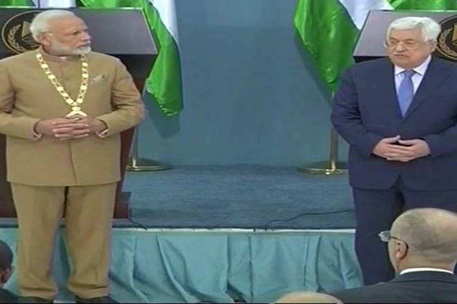 Exchange of agreements & press statements of India & Palestine in Ramallah