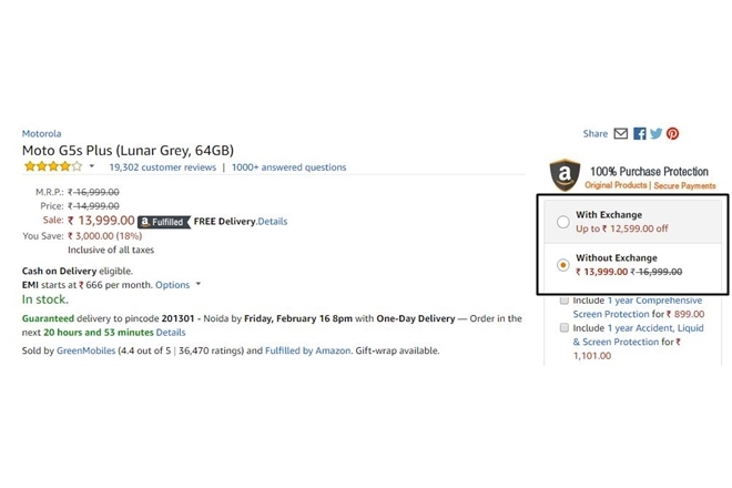 Whopping exchange discount on Amazon India!