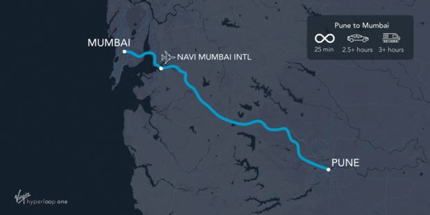 Mumbai-Pune Hyperloop Source: Vigin Hyperloop One