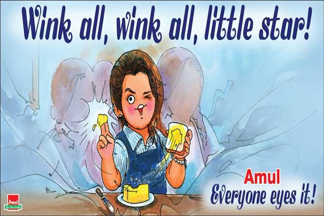 priya varrier, priya prakash, priya prakash varrier, priya varrier wink, priya varrier video, priya prakash varrier wink video, oru adaar love video, oru adaar love song video, priya prakash oru adaar video, amul, amul products, amul ad, amul doodle, amul wink doodle