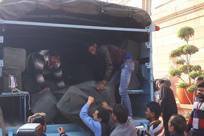 Documents related to Union Budget 2018 arrive at the Parliament