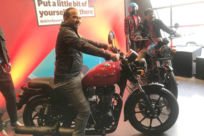 President Royal Enfield Rudratej Singh astride the new Thunderbird 350X