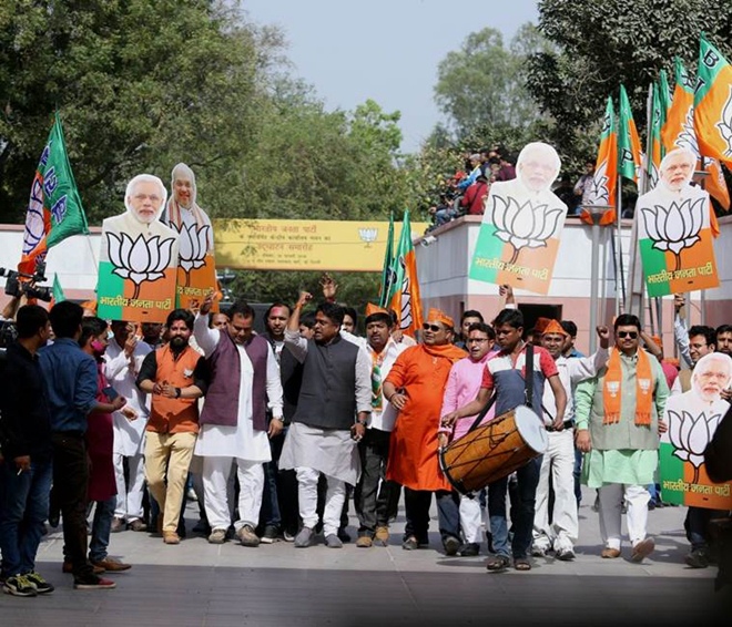 Visuals from BJP office in New Delhi.