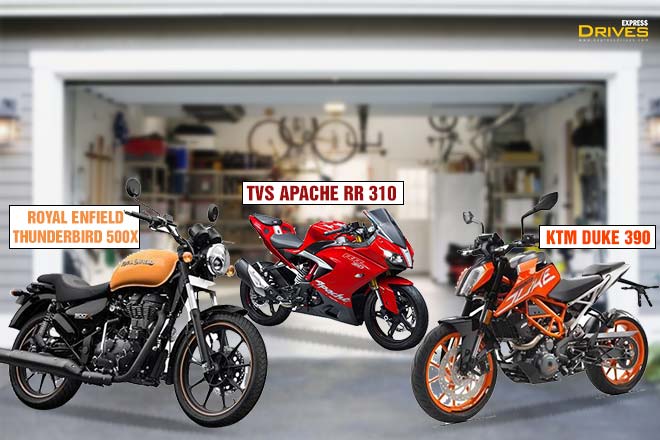 Royal Enfield Thunderbird 500X vs TVS Apache RR 310 vs KTM 390 Duke comparison