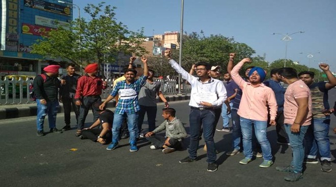 Students in Ludhiana, Punjab protests over the paper leak