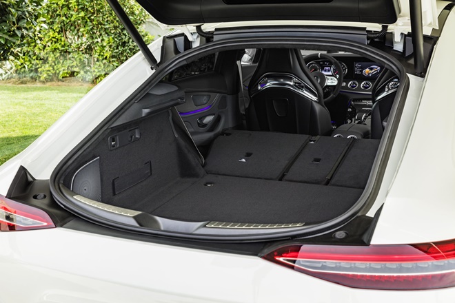 The boot space capacity of the new Mercedes-AMG GT 4-Door Coupe can be extended to 1324 litres.