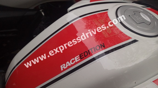 TVS Apache RTR 160 White Race Edition badge