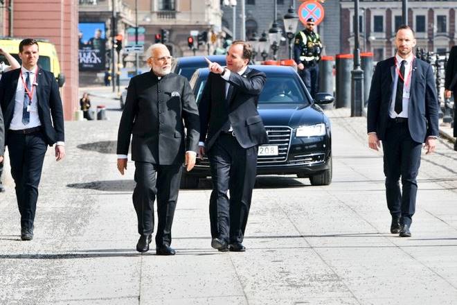 Narendra Modi, modi Sweden visit, modi meets Stefan Lofven, Stefan Lofven narendra modi, modi india nordic summit, india nordic summit