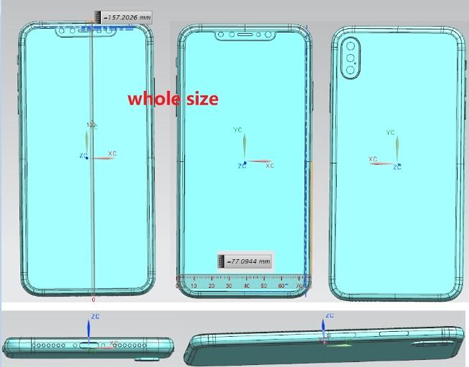 The Apple iPhone X Plus' schematics show a triple rear camera.