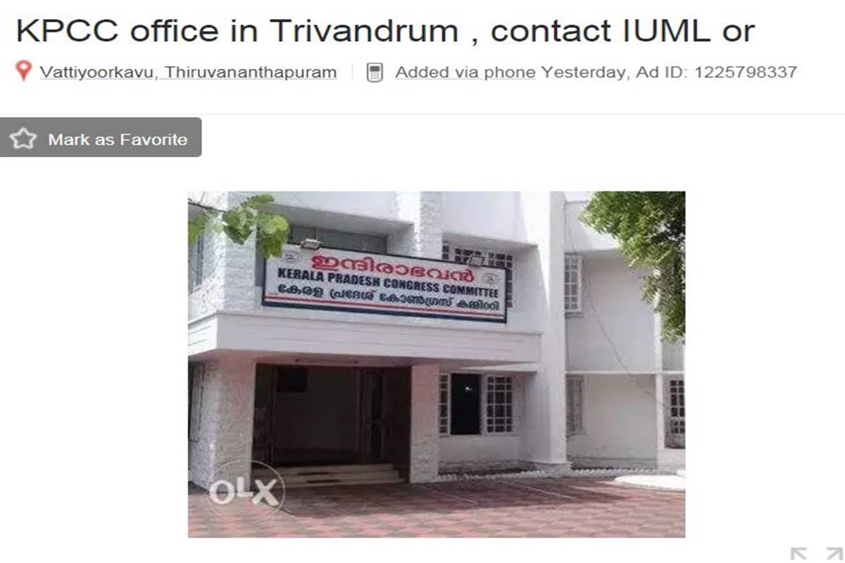 On OLX, Kerala Congress Office is ‘For Sale’, ‘Ready to Move’ India