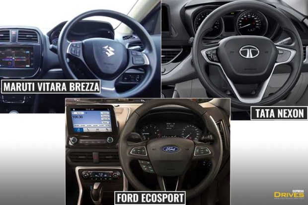 Tata Nexon vs Maruti Suzuki Vitara Brezza vs Ford Ecosport interiors