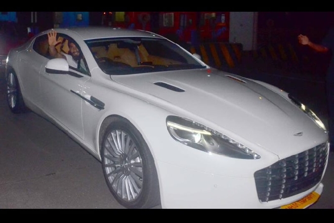 Ranbeer Singh with his Aston Martin Rapid S