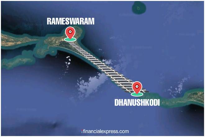 Rameswaram to Dhanushkoid new railway line to Ram Setu