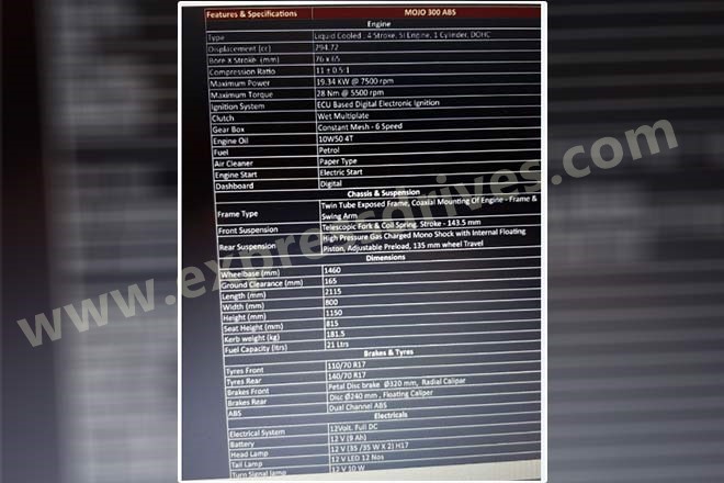 2019 Mahindra Mojo ABS brochure