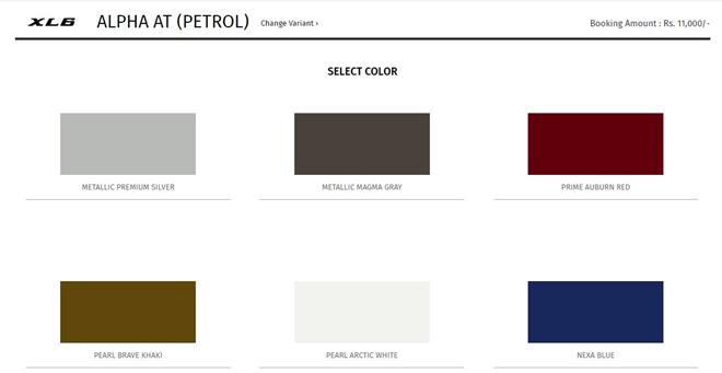 maruti suzuki xl6 colours