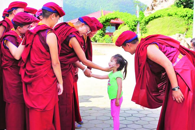 His Holiness the Gyalwang Drukpa, the spiritual leader and founder of the Drukpa order, encouraged nuns to train in Kung Fu to build confidence as leaders.