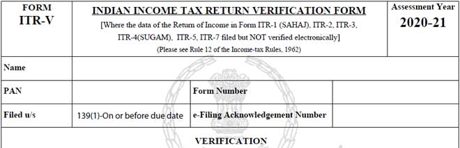 income tax return, ITR, ITR Verification Form, ITR-V