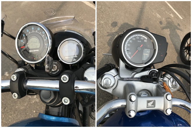 royal enfield meteor 350 vs honda hness cb350 instrument cluster