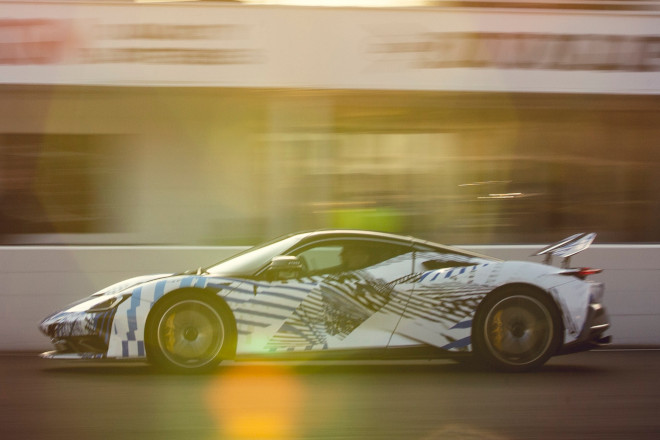 Pininfarina Battista driving on Goodwood Circuit