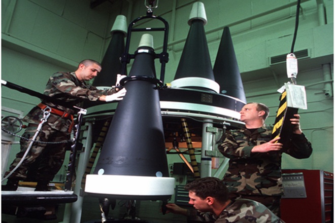 MIRV installation on LGM-118 Peacekeeper. (Photo Credit: United States Air Force)