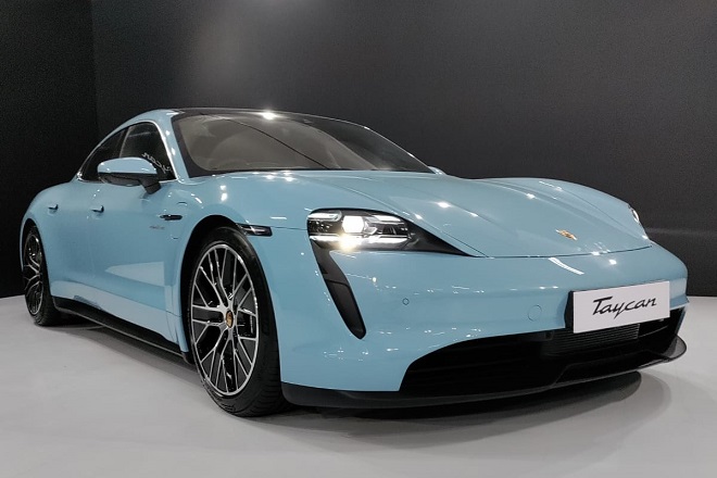 Porsche Taycan EV front 3 quarters